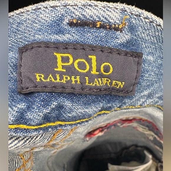 Polo Ralph Lauren Sullivan Slim Patchwork Bandana Distressed Denim Jeans - Picture 4 of 4